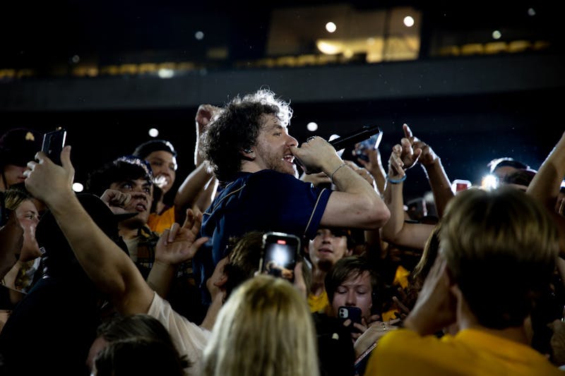 Jack Harlow performs his song "Whats Poppin" in a crowd of ASU students at Sun Devil Stadium in Tempe on Aug. 17, 2021.
&nbsp;