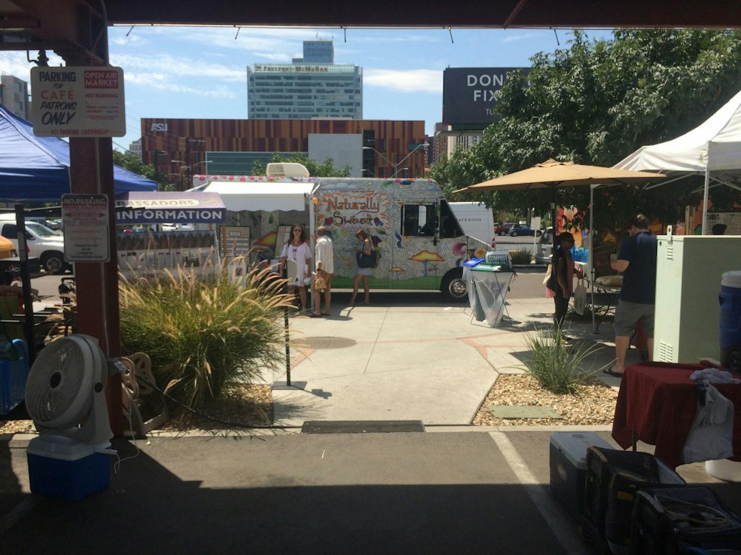 Food trucks line the street at the&nbsp;Phoenix Public Market Open Air Farmer’s Market on Saturday, Aug. 20.&nbsp;