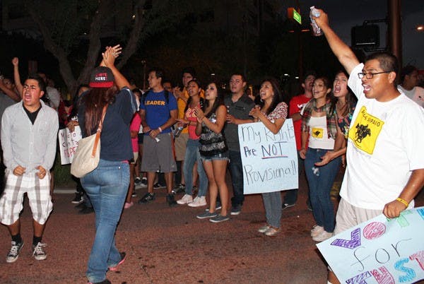 In the wake of Sheriff Joe Arpaio's re-election for the 6th consecutive time, residents of Maricopa County protest to the more than 170,000 provisional votes yet to be counted in the 2012 Arizona Election. (Photo by Robin Kiyutelluk)