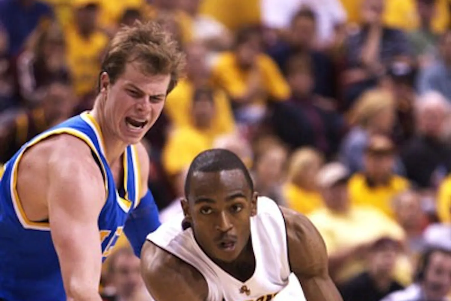 FINAL GAME: Junior Jamelle McMillan takes it to the hoop in the Sun Devils win over UCLA Saturday afternoon. It was the last home game of the season. (Photo by Scott Stuk)
