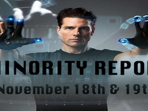 Tom Cruise in a promotional sign for Hollywood Invade Tempe's two-day event on November 17 and 18 based on the film "Minority Report".&nbsp;&nbsp;
