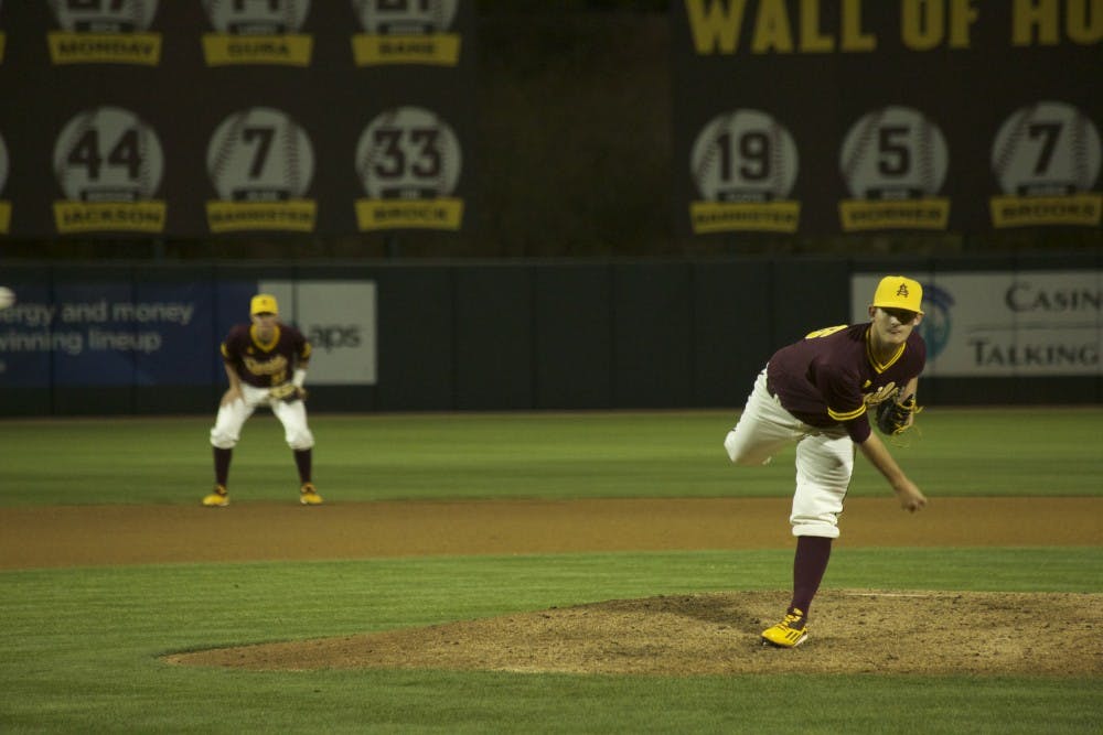 Pitcher Chris Isbell makes his debut for ASU baseball against Nevada at on Tuesday, Feb. 23, 2016, at&nbsp;Phoenix Municipal Stadium in Phoenix, Ariz. He pitched two scoreless innings but ASU lost 11-5.