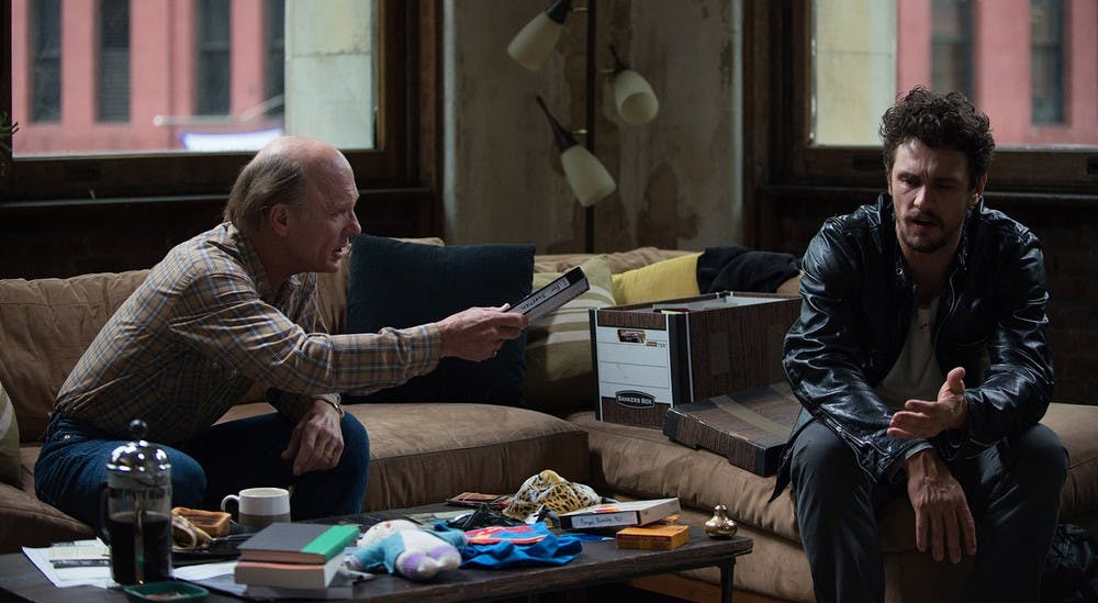 Ed Harris (left) and James Franco star in 'The Adderall Diaries.'
