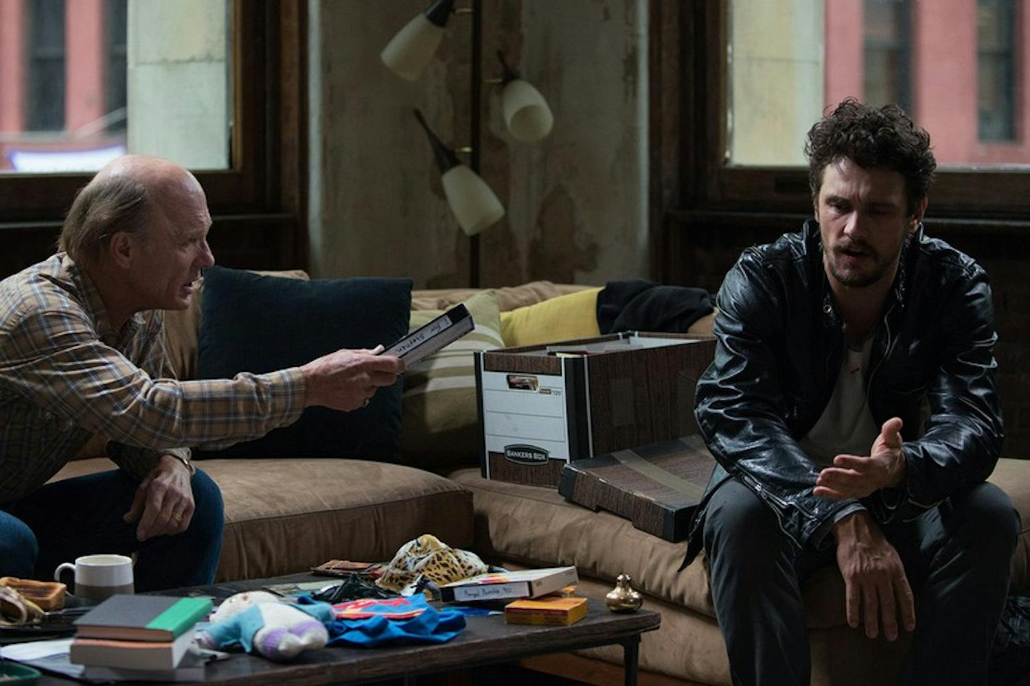 Ed Harris (left) and James Franco star in 'The Adderall Diaries.'