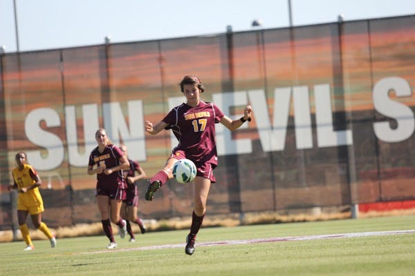 Fireworks shoot into the air above Sun Devil Stadium, after ASU's last touchdown during the ASU vs. Oregon game Thursday night. (Photo by Kyle Newman)
