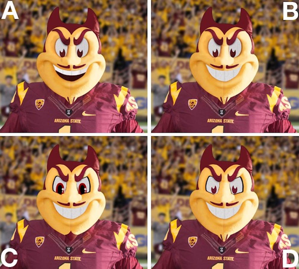 The four options for a new mascot design that students can vote on. (Photos Courtesy of ASU Creative Services)