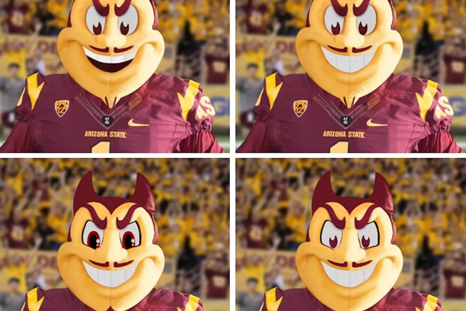 The four options for a new mascot design that students can vote on. (Photos Courtesy of ASU Creative Services)