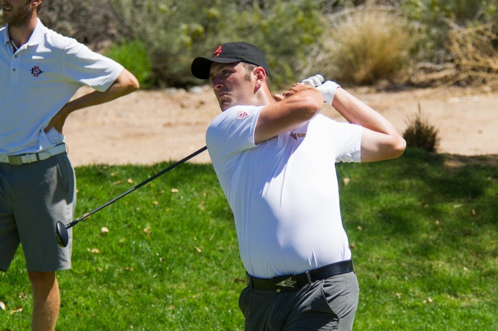 Senior&nbsp;Jon Rahm tees off during the second round of Saturday play during the ASU Thunderbird Invitational on Saturday, April 2, 2016 at Karsten Golf Course in Tempe, AZ.