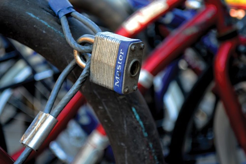 Students are encouraged to use U-Locks and register their bikes with ASU Police to prevent theft. (Photo by Kurtis Semph)