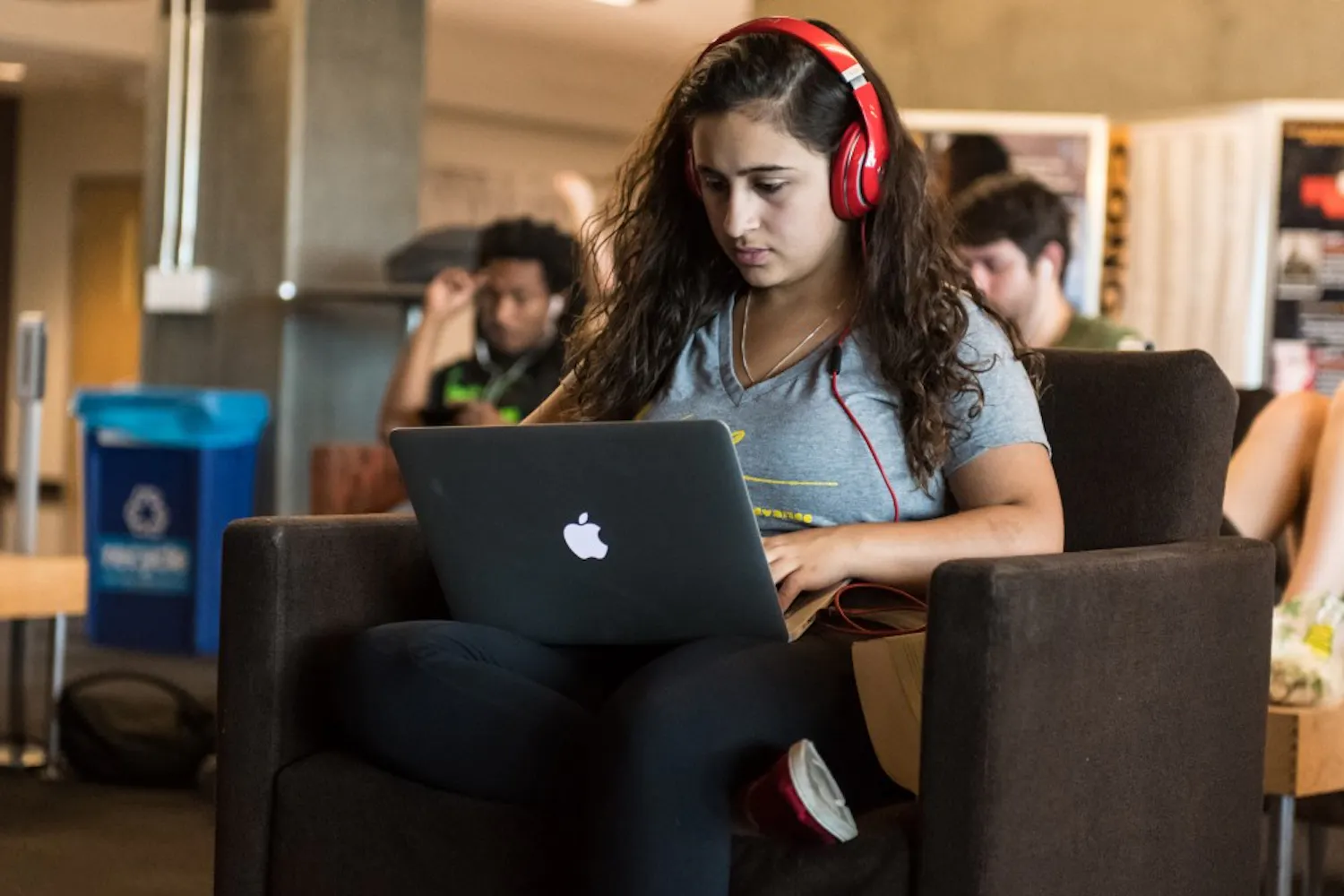 Ariana Elise Bustos, a sophomore journalism and communications major, spends an afternoon studying at the First Amendment Forum at the Walter Cronkite School of Journalism and Mass Communication on Sept. 19, 2016.