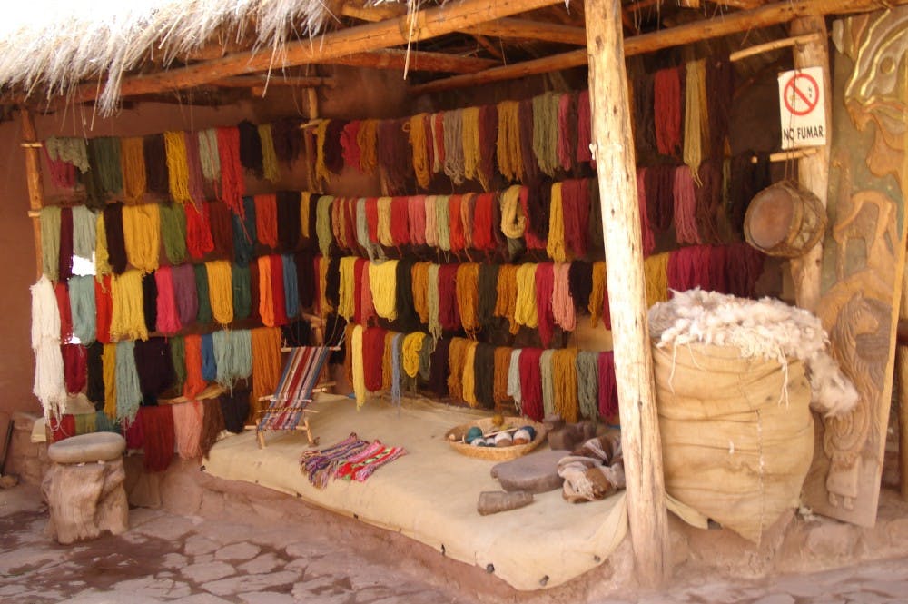 Dyed alpaca yarn is one of the many crafts of the Peruvians. Photo by Faith Breisblatt. 