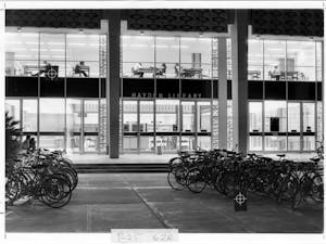 The outside of Hayden Library, 1984, before the addition of the underground.&nbsp;