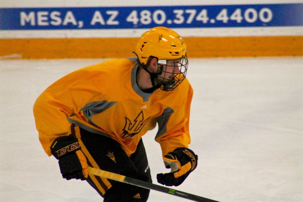 Freshman forward Georgy Gorodetsky skates during practice on Tuesday, Nov. 8, 2016,&nbsp;at Oceanside Ice Arena in Tempe, Arizona.