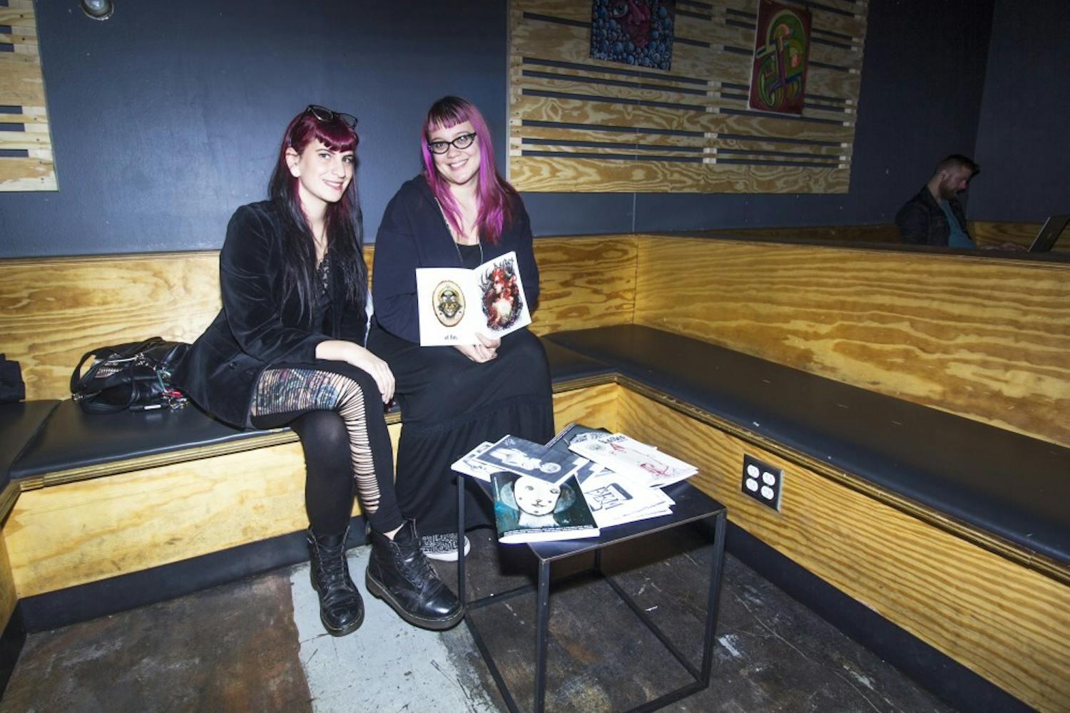 Charissa Lucille and Marna Kay owners of Wasted Ink Zine Distro pose for a photo on Nov 19, 2015 at Cartel Coffee in Tempe.