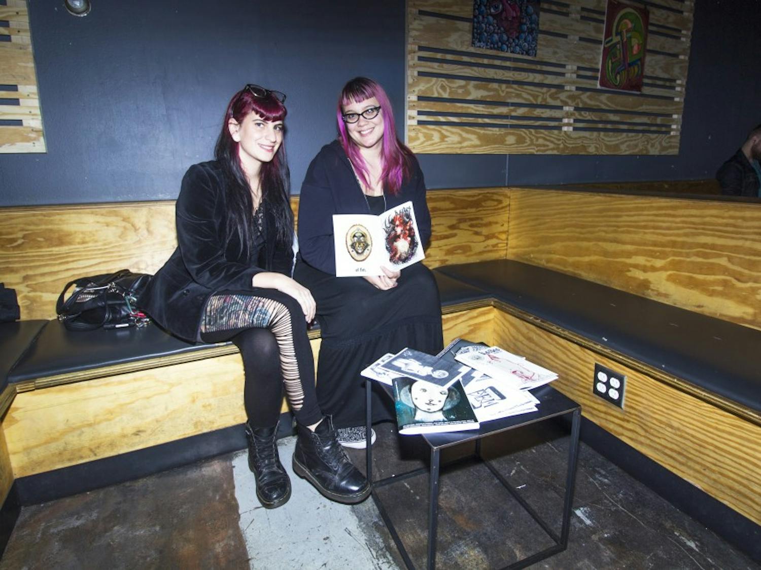 Charissa Lucille and Marna Kay owners of Wasted Ink Zine Distro pose for a photo on Nov 19, 2015 at Cartel Coffee in Tempe.