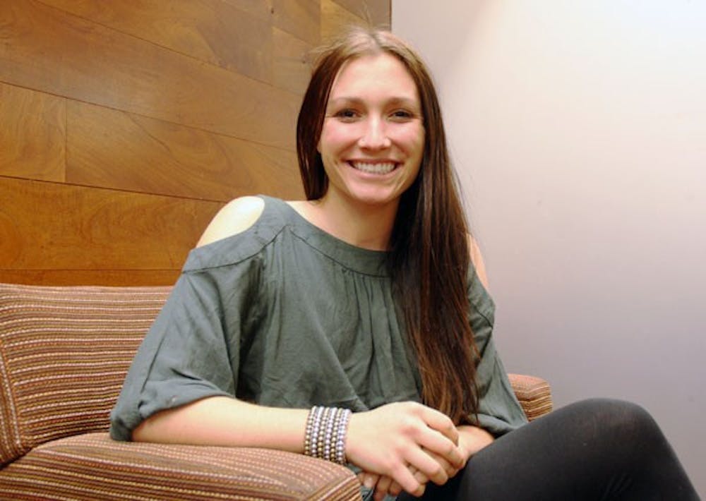 Global health sophomore Alissa Sabatino, a recovering anorexia and bulimia student, was part of a panel of people at the "Recovering from an eating disorder" discussion on Tuesday evening in the Memorial Union. (Photo by Shawn Raymundo)