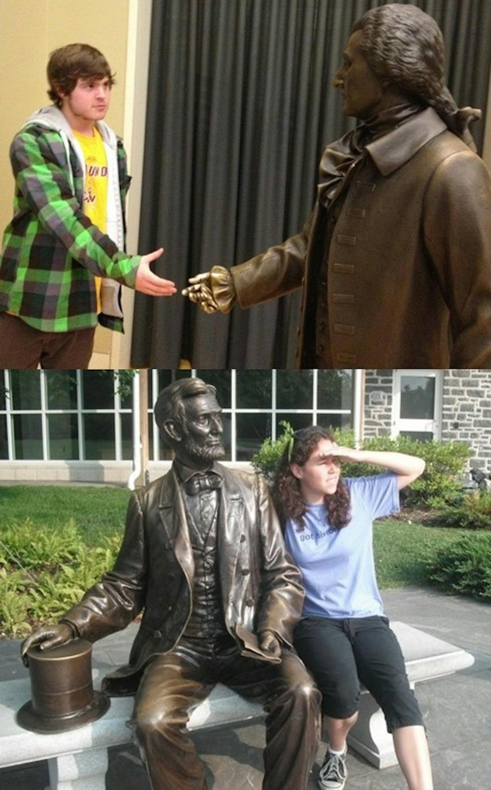 Tom getting to know a signer of the Declaration and Holly spending quality time with her favorite historical figure. Photos Courtesy Elizabeth Black and Cindy Solis