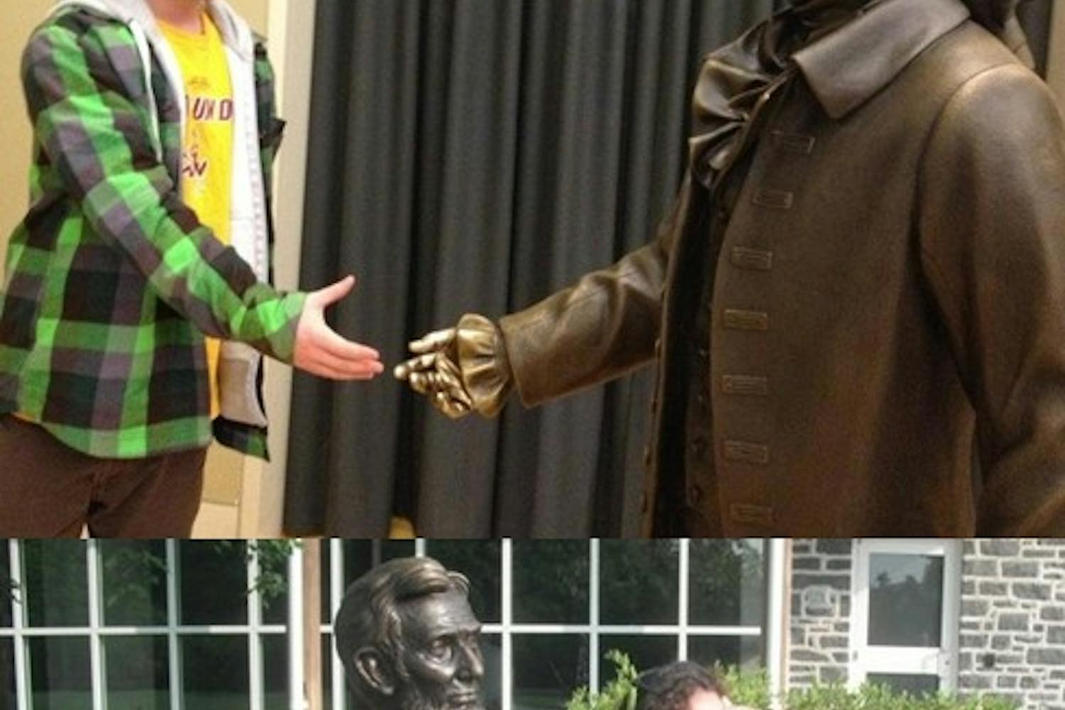 Tom getting to know a signer of the Declaration and Holly spending quality time with her favorite historical figure. Photos Courtesy Elizabeth Black and Cindy Solis