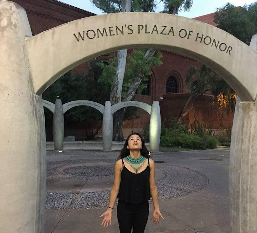 Yadira De La Riva poses for a photo at the Women's Plaza of Honor.&nbsp;
