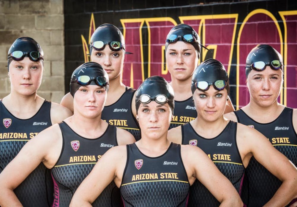 The ASU women's triathlon team poses for a group portrait.