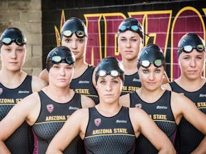 The ASU women's triathlon team poses for a group portrait.