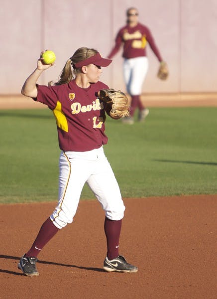 WELL-ROUNDED: Sophomore shortstop Katelyn Boyd has blossomed into a triple threat. She is currently leading ASU in batting average, home runs and RBIs while stealing 14 bases and playing solid defense. (Photo by Kyle Thompson)