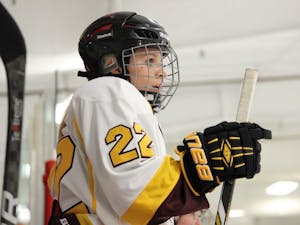 ASU women's hockey junior forward Amber Galles looks on from the bench during a game against the Anaheim Lady Ducks at Oceanside Ice Arena on Sept. 24, 2016.