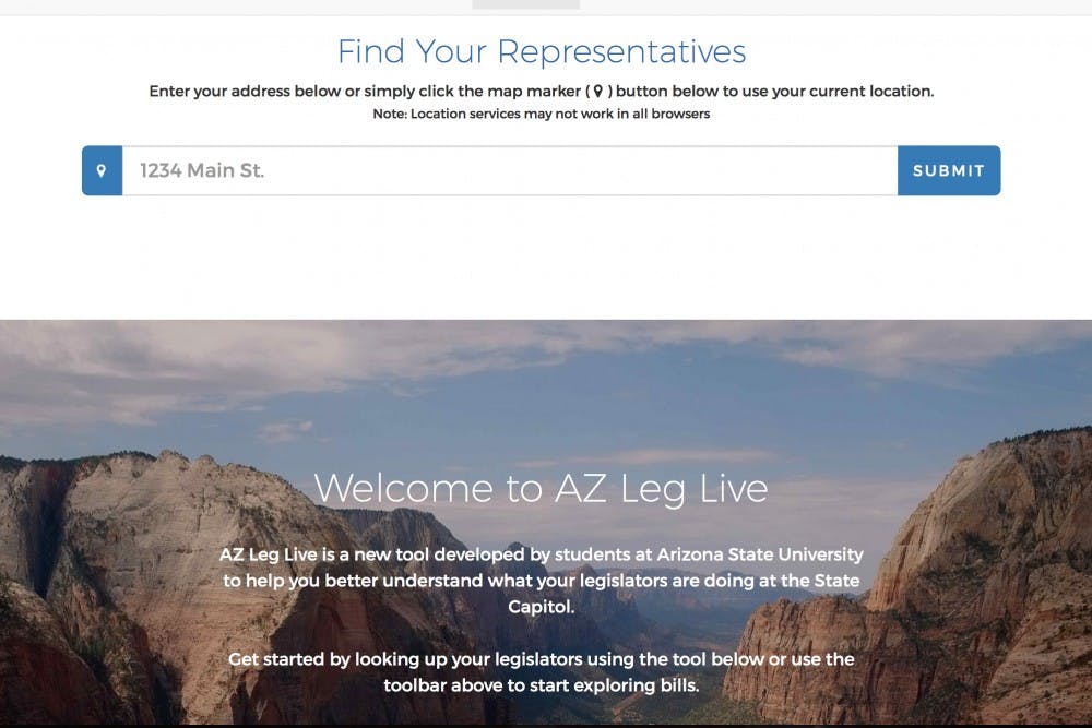 Screenshot of the home page of the AZ Leg Live site. &nbsp;