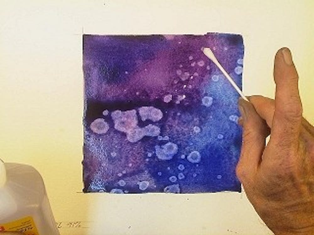 Watercolor painting with alcohol drops from watercolorpainting.com