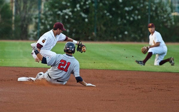 FAVORITE SON: ASU sophomore shortstop Drew Maggi records an out during ASU's 4-2 loss to U A on Tuesday. The Sun Devils will host Washington for a three-game se this weekend. (Photo by Michael Arellano)