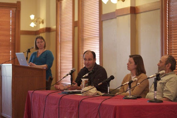 RESEARCH EXCHANGE: Last week, graduate students from around ASU were able to get together and share their research with each other. A panel discussion was held on Thursday focusing on genetic exchange and hybridization. (Photo by Scott Stuk)