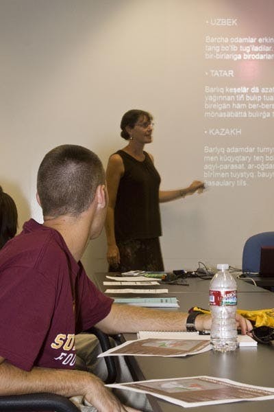 FOREIGN LANGUAGE: Prof. Kathleen Evans-Romaine directs the Critical Languages Institute at ASU. (Photo by Annie Wechter)
