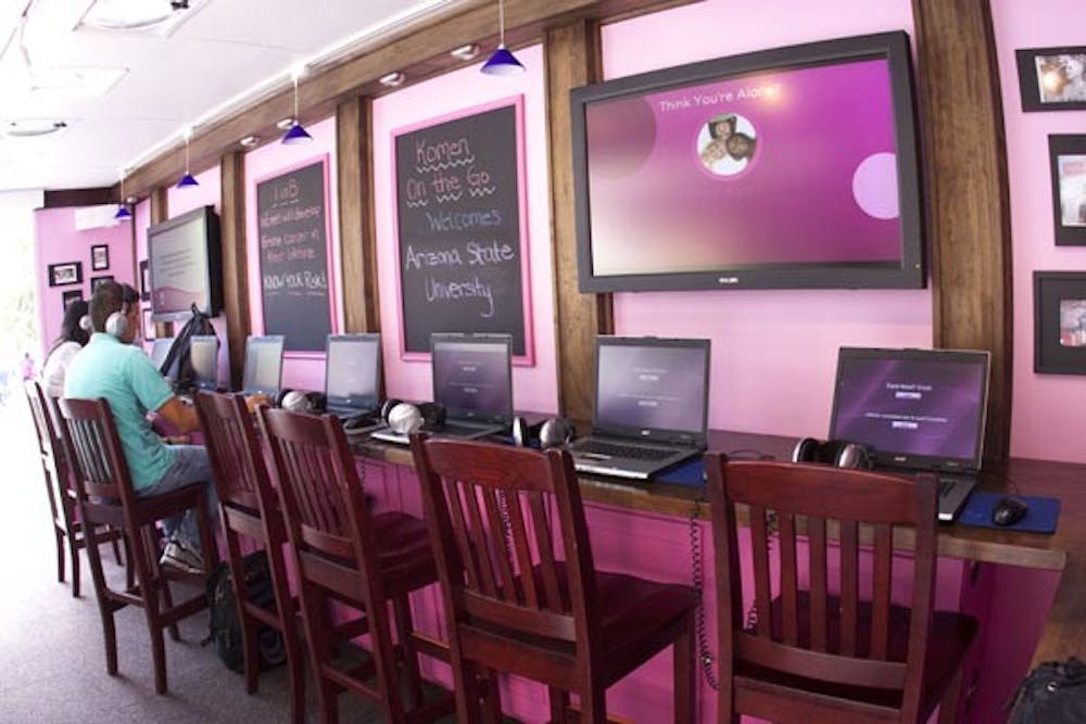 GO PINK: The Susan G. Komen Breast Cancer Foundation has come to ASU for Breast Cancer Awareness Month to educate students on the foundation, how to help and how to protect against breast cancer. (Photo by Annie Wechter)