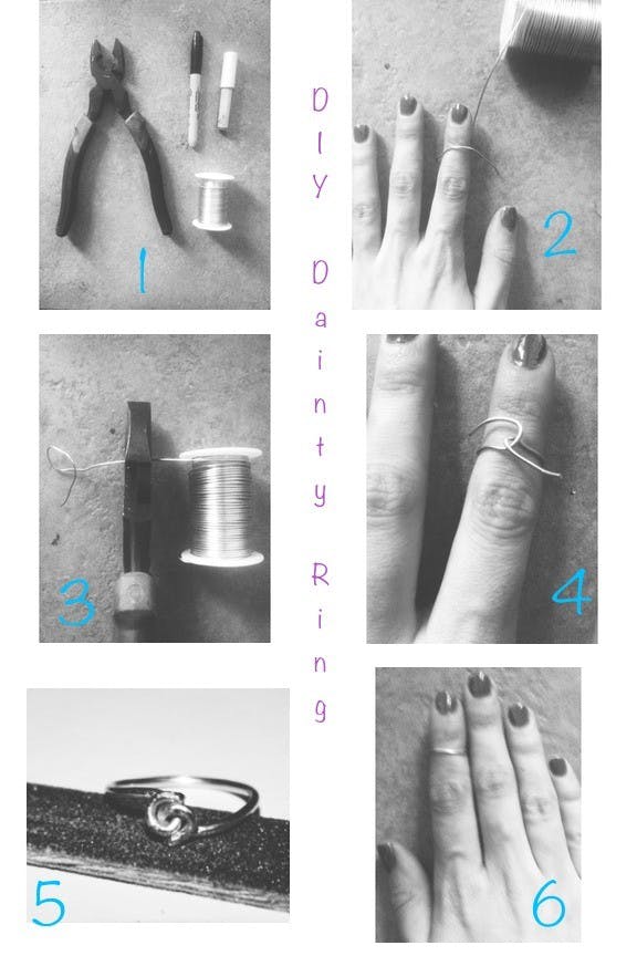 Steps to making your DIY dainty ring. Photos and collage by Gabi Nelson 