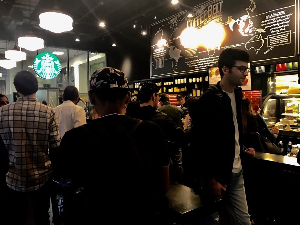 Students inside the Memorial Union Starbucks on ASU's Tempe campus on Jan. 18, 2017.