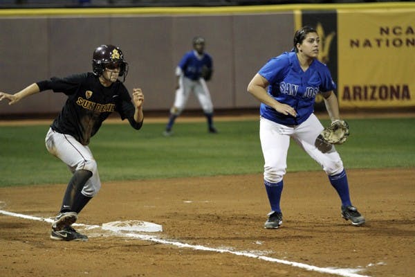 Sam Parlich runs from third base in a game against San Jose State on Feb. 9. Parlich is tied for second on the team with two stolen bases this season. (Photo by Sam Rosenbaum)