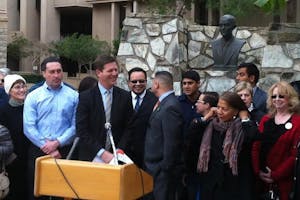 Mayor Greg Stanton speaks at the Arizona Capitol on Monday, Feb. 1, 2016.