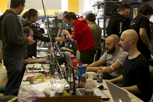Teams scramble to compete and submit their projects before the deadline in Mesa's Heat Sync Labs. (Photo by Kelcie Grega)