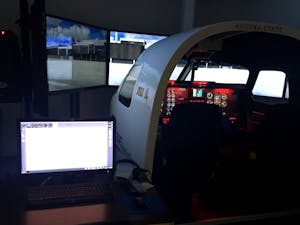 An aviation simulator is pictured in the Simulator Building on the ASU West campus on Friday, March 18, 2016. 