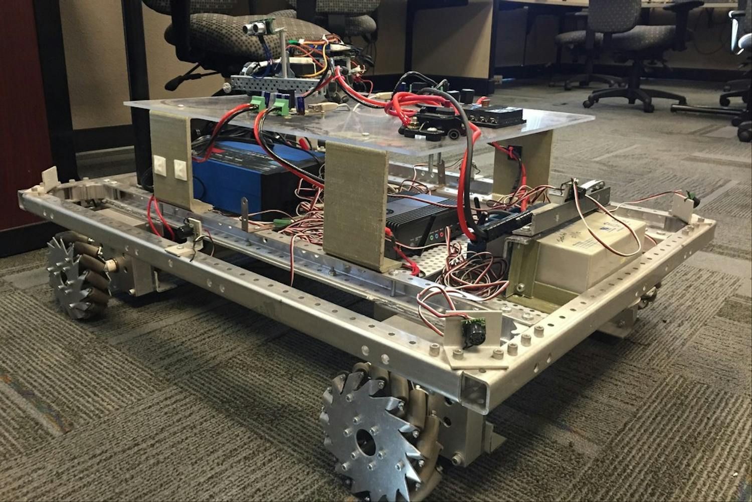 The Sun Devil Robotics Club works on about five hands-on robotics projects at a time and enters competitions both nationally and internationally with their completed robots like the one seen above.