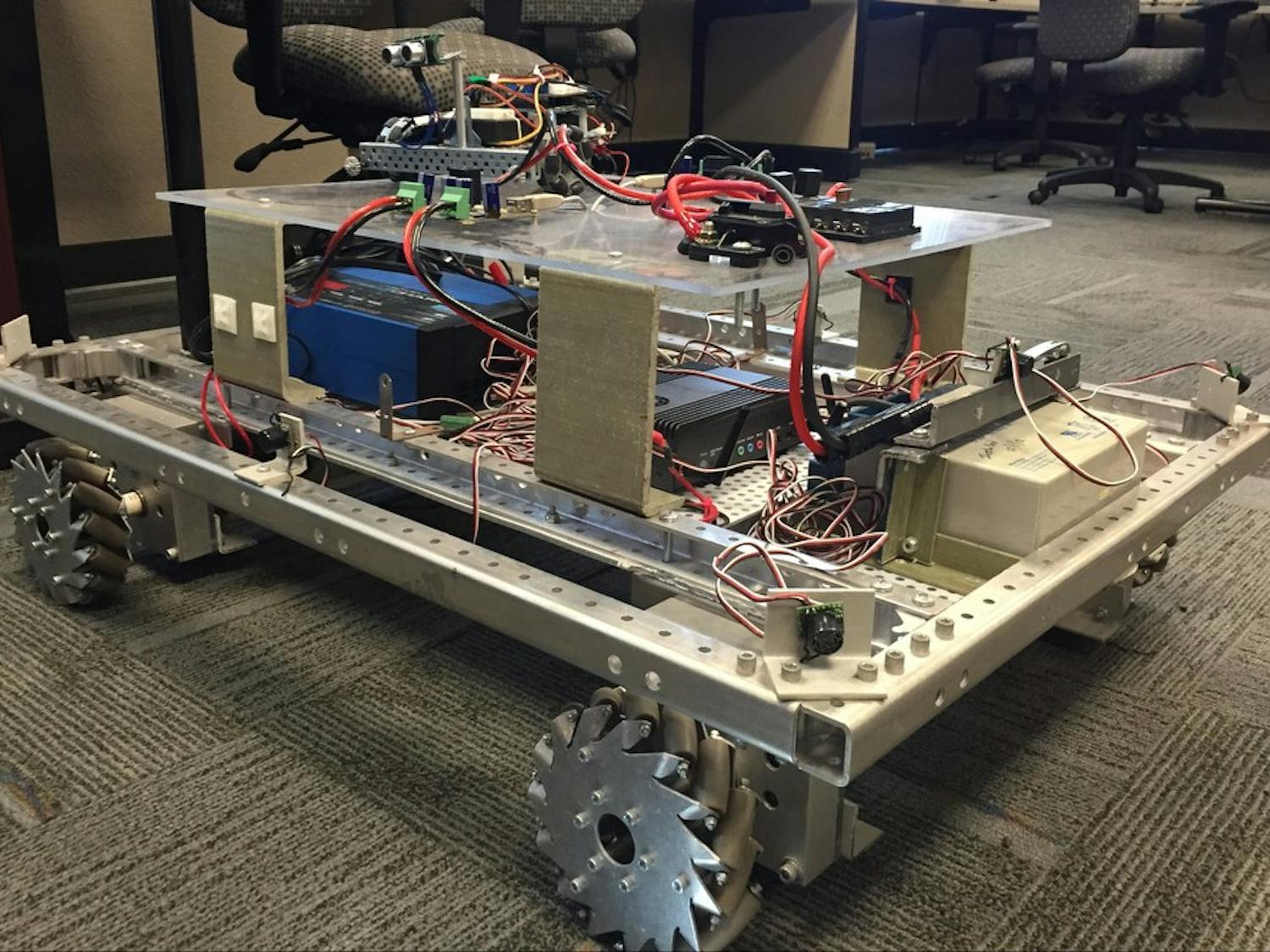The Sun Devil Robotics Club works on about five hands-on robotics projects at a time and enters competitions both nationally and internationally with their completed robots like the one seen above.