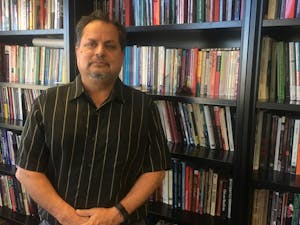 Louis Mendoza, Director of ASU's&nbsp;School of Humanities, Arts and Cultural Studies, stands in his office on Friday, Jan. 27, 2017.