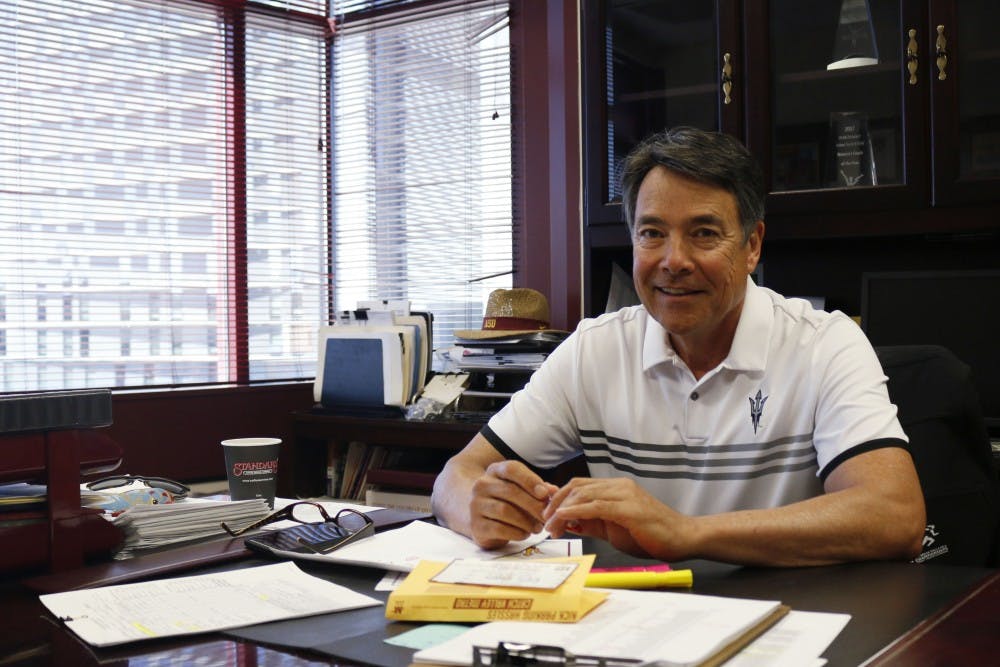 Track head coach Greg Kraft poses for a photo in his office in Tempe, Arizona on Tuesday, March 14, 2017. 