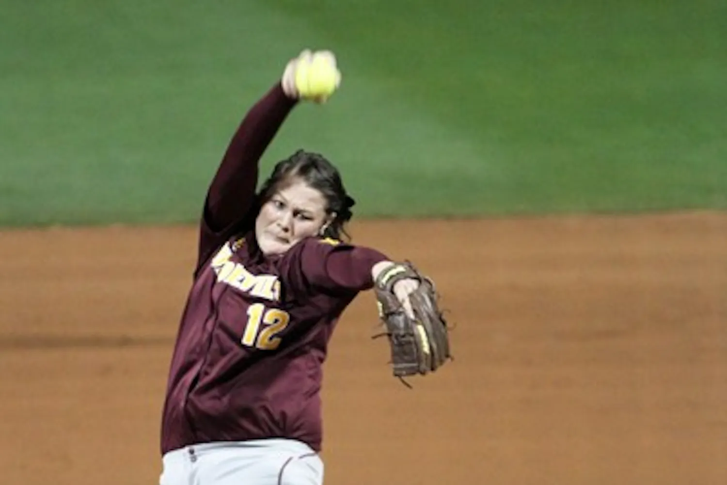 Dallas Escobedo throws a pitch in a game against Northwestern on Feb. 10. Escobedo and the Sun Devils are second in the Pac-12 power rankings. (Photo by Lisa Bartoli)