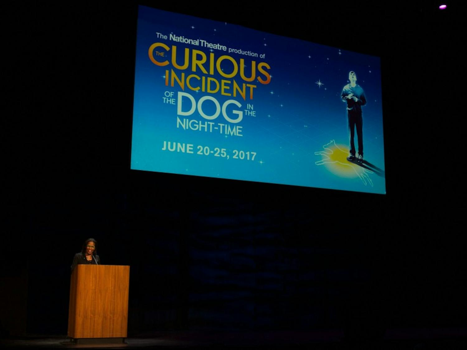 Colleen Jennings-Roggensack announces the only play on the 2016-2017 Gammage Season lineup on Monday, March 21, 2016. "The Curious Incident of the Dog in the Night-Time" will be coming to Gammage from June 20-25 in 2017.