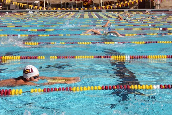 CHAMPIONSHIP TIME: The ASU men’s swiiming team will begin competing in the Pac-10 Championships on Wednesday in Long Beach, Caif. Many swimmers will also be trying to earn individual berths to the NCAA Championships by clocking qualifying times. (Photo by Jessica Weisel)