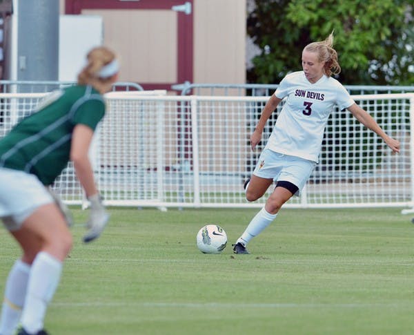 LAST SHOT: Senior forward Sierra Cook winds up for a shot against Missouri goalkeeper McKenzie Sauerwein during the Tigers’ 1-0 win over the Sun Devils. ASU would likely need to win out for the season in order to qualify for the NCAA tournament. (Photo by Aaron Lavinsky)