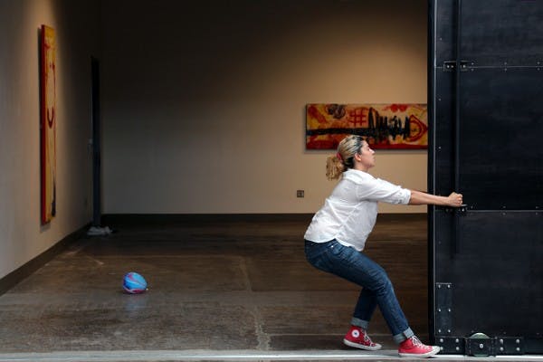 ASU alumna Allison Fuentes is featured in the Grant Street Studious building where her exhibit is featured inside the Step Gallery. (Photo by Tynin Fries)