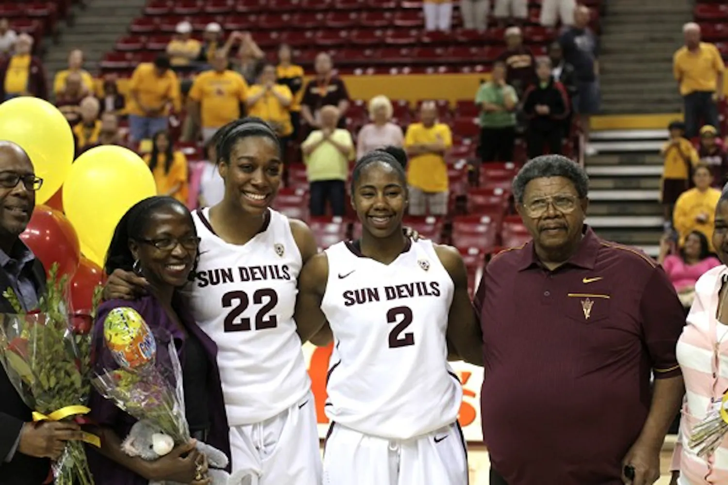Seniors forward Janae Fulcher and guard Michaela Pickens take in their last game at Wells Fargo Arena on March 3. Both Fulcher and Pickens hope it was not their game of competitive basketball. (Photo by Sam Rosenbaum)