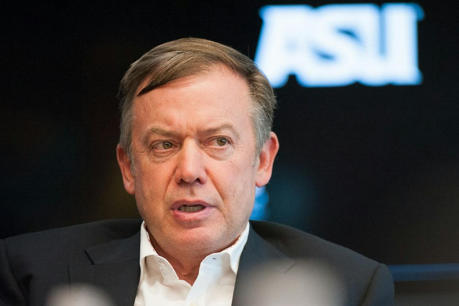 President Michael Crow meets with The State Press editorial board on Friday, Oct. 2, 2015, at the Fulton Center in Tempe.